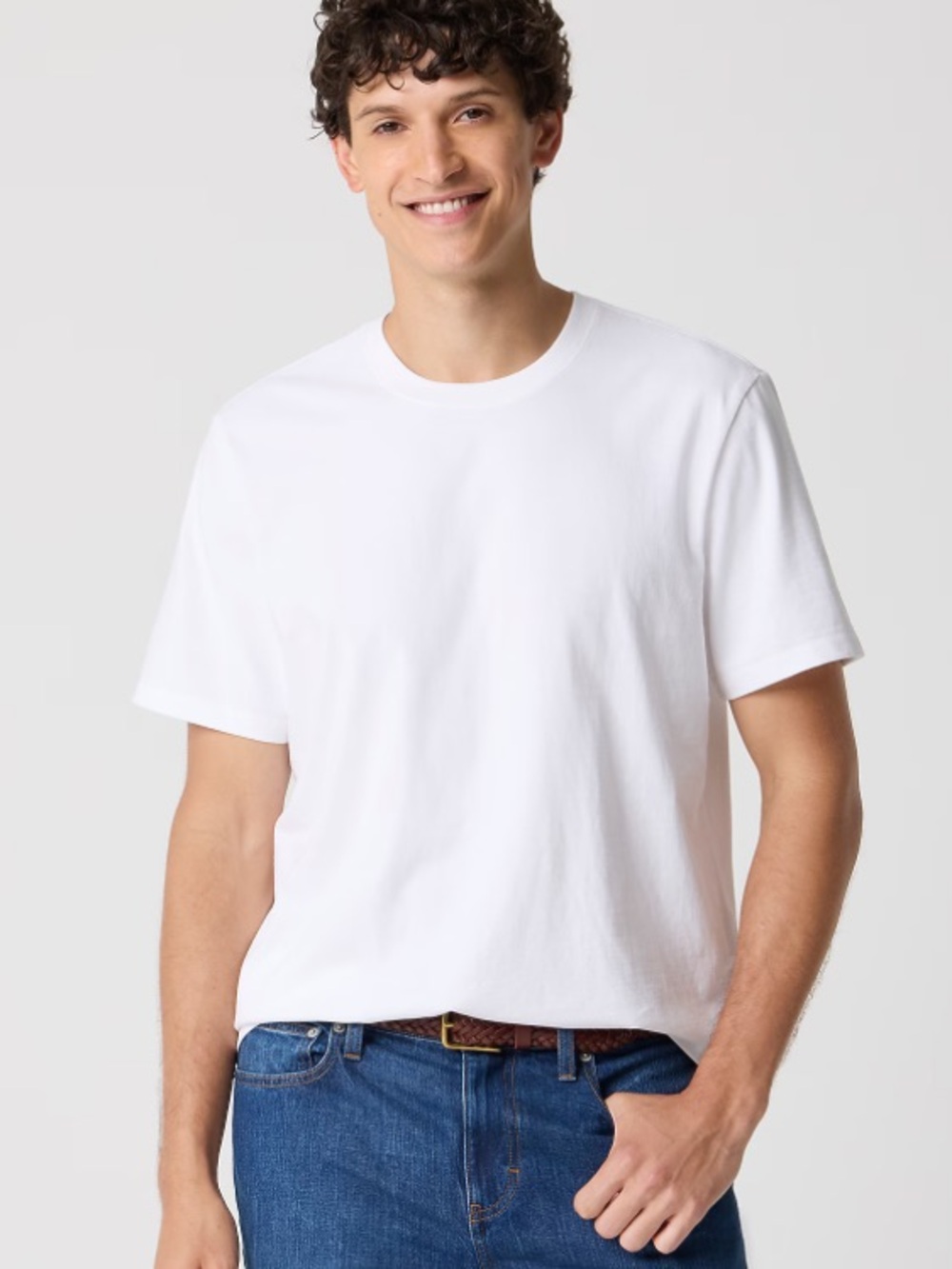 J. Crew Factory Men's Essential Tee White Breathable Cotton Classic Size Large